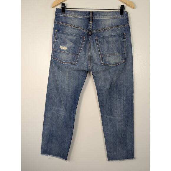 Vince Distressed Raw Hem Button Fly Straight Leg Jean - Picture 6 of 8